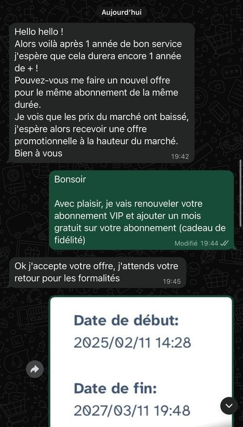 Capture WhatsApp avis client fidèle